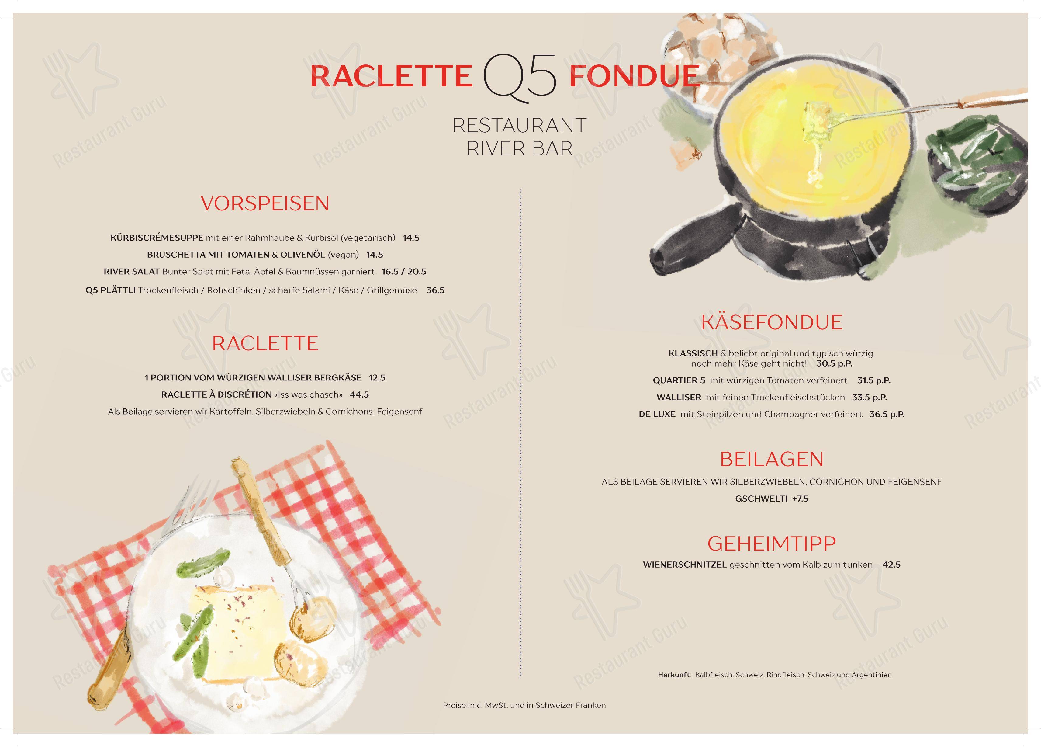 Menu per Quartier5 in Zurigo