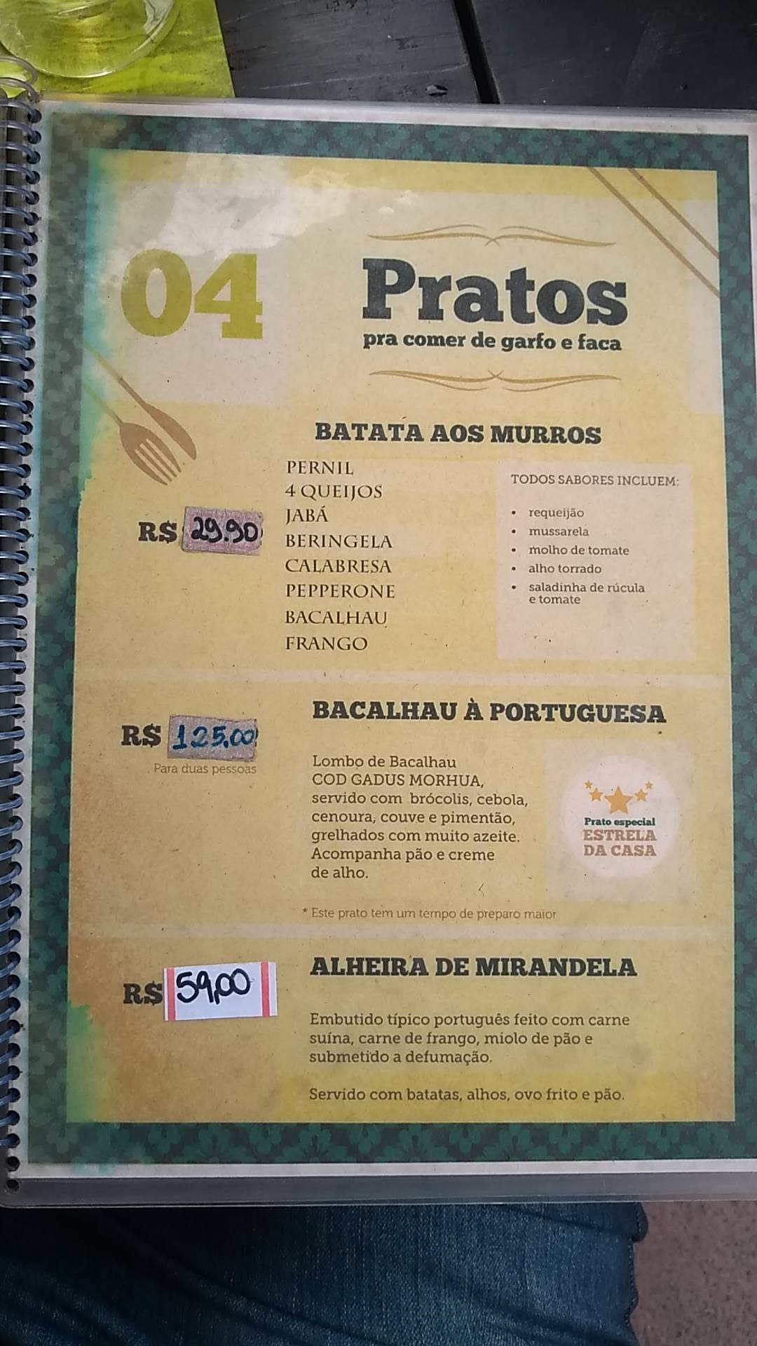 Quinta do Portuga cardápio