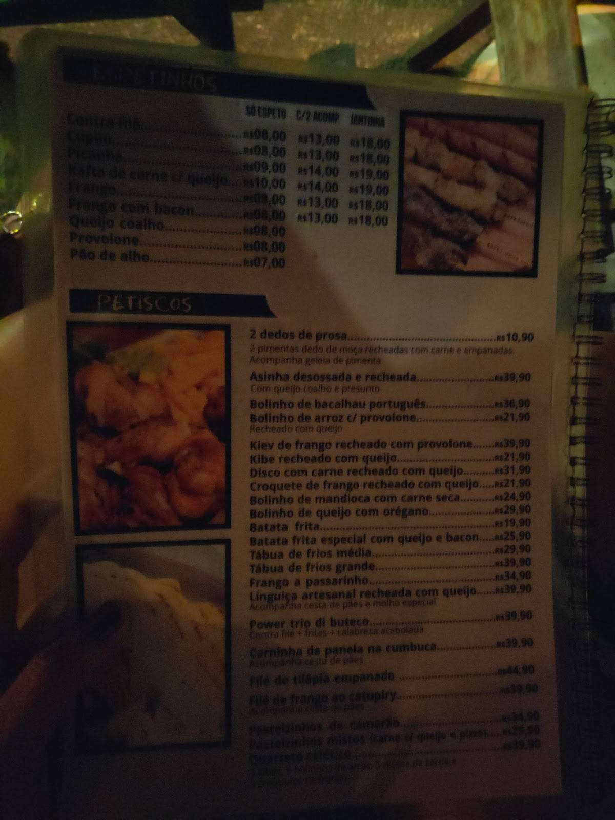 Quintal do Jajá cardápio