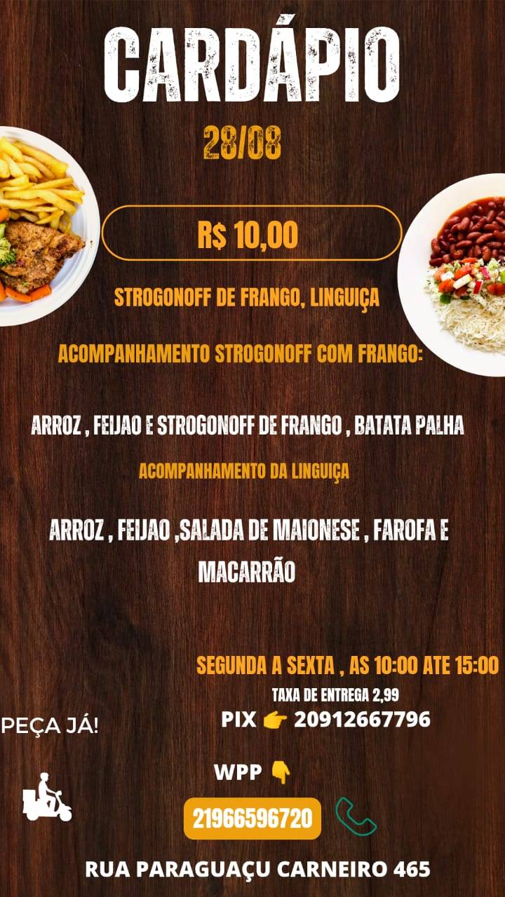 Quiosque Retrô cardápio