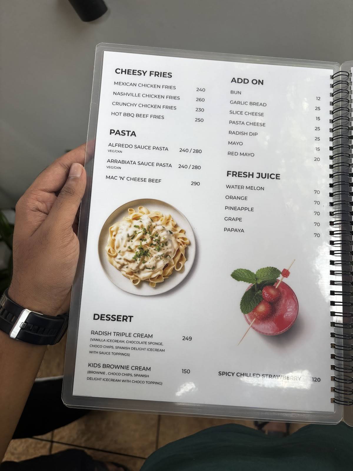 RADISH GRILL AND CAFE menu