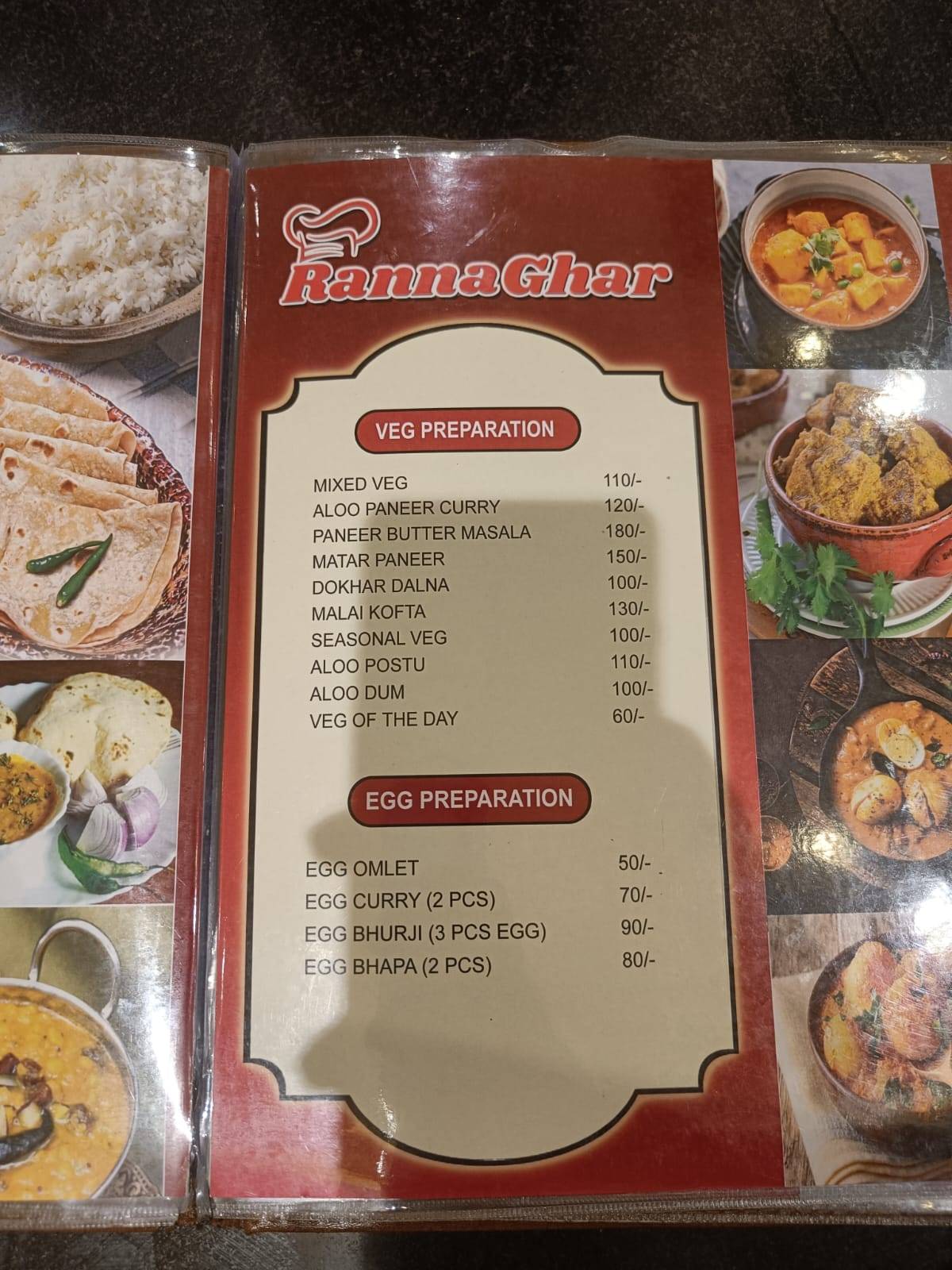 RANNA GHAR menu