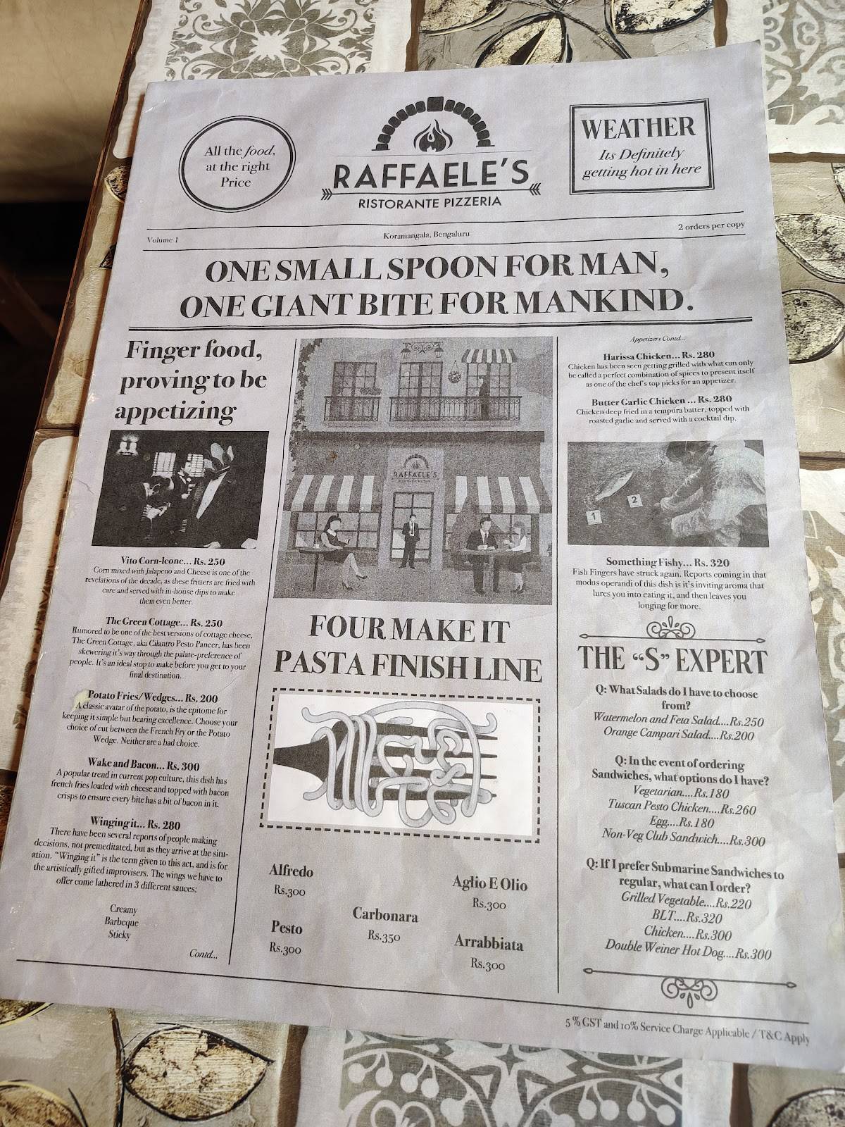 Raffaele's Ristorante Pizzeria menu
