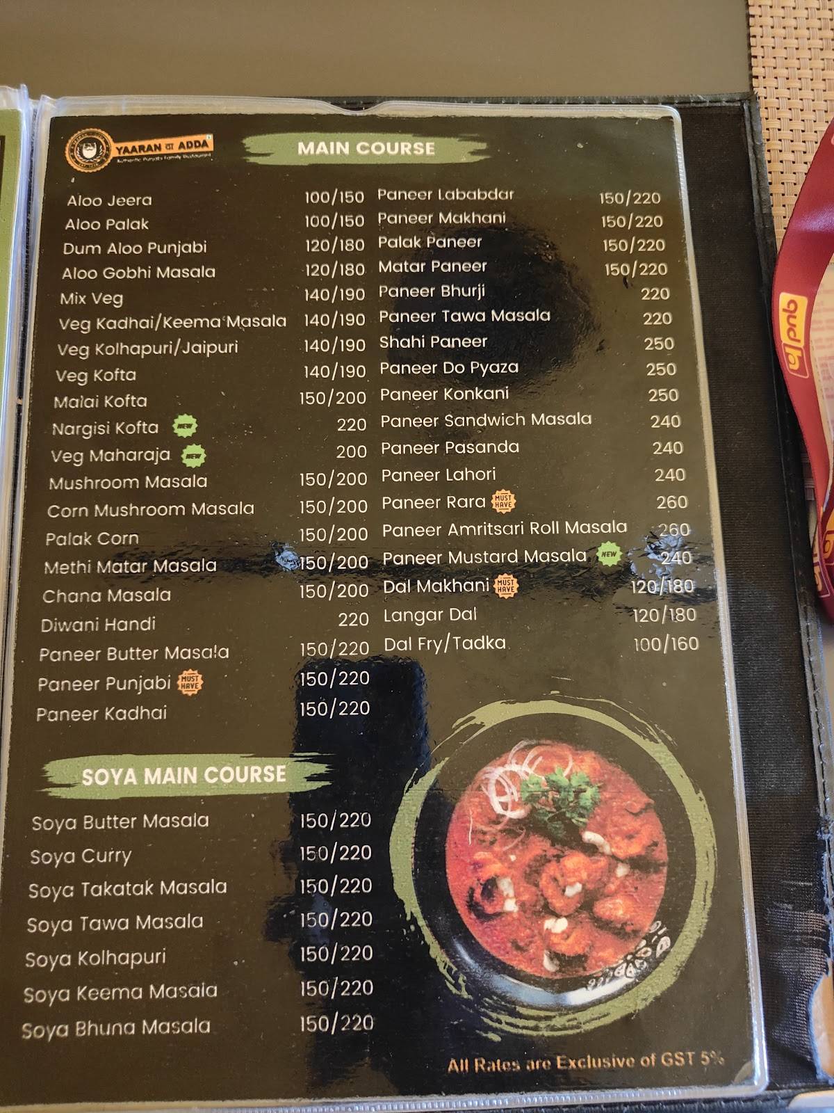 Yaaran Da Adda menu