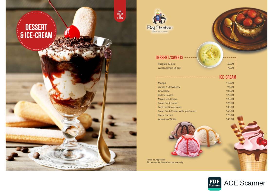 Rajdarbar family Restaurant menu