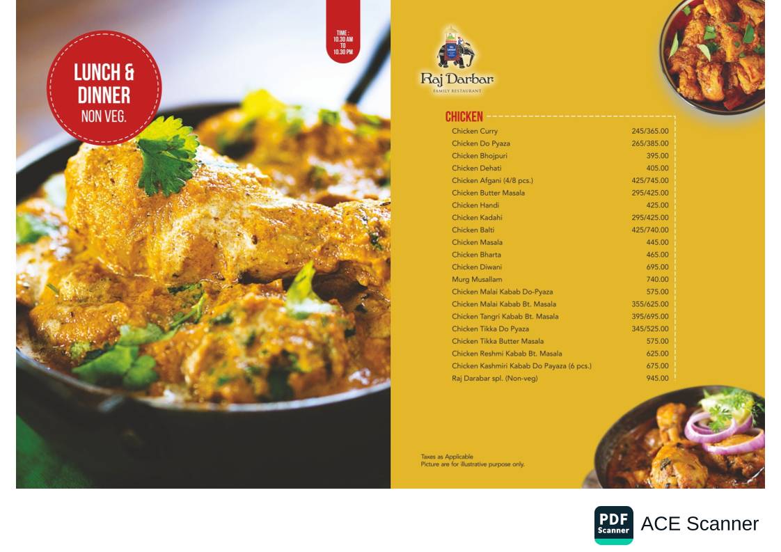 Rajdarbar family Restaurant menu
