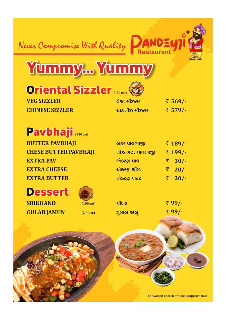 Pandeyji Restaurant & Parcel Point menu