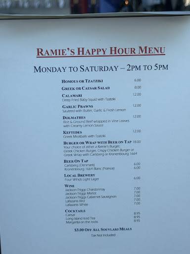 Menu de Ramie's Greek Restaurant - Delta