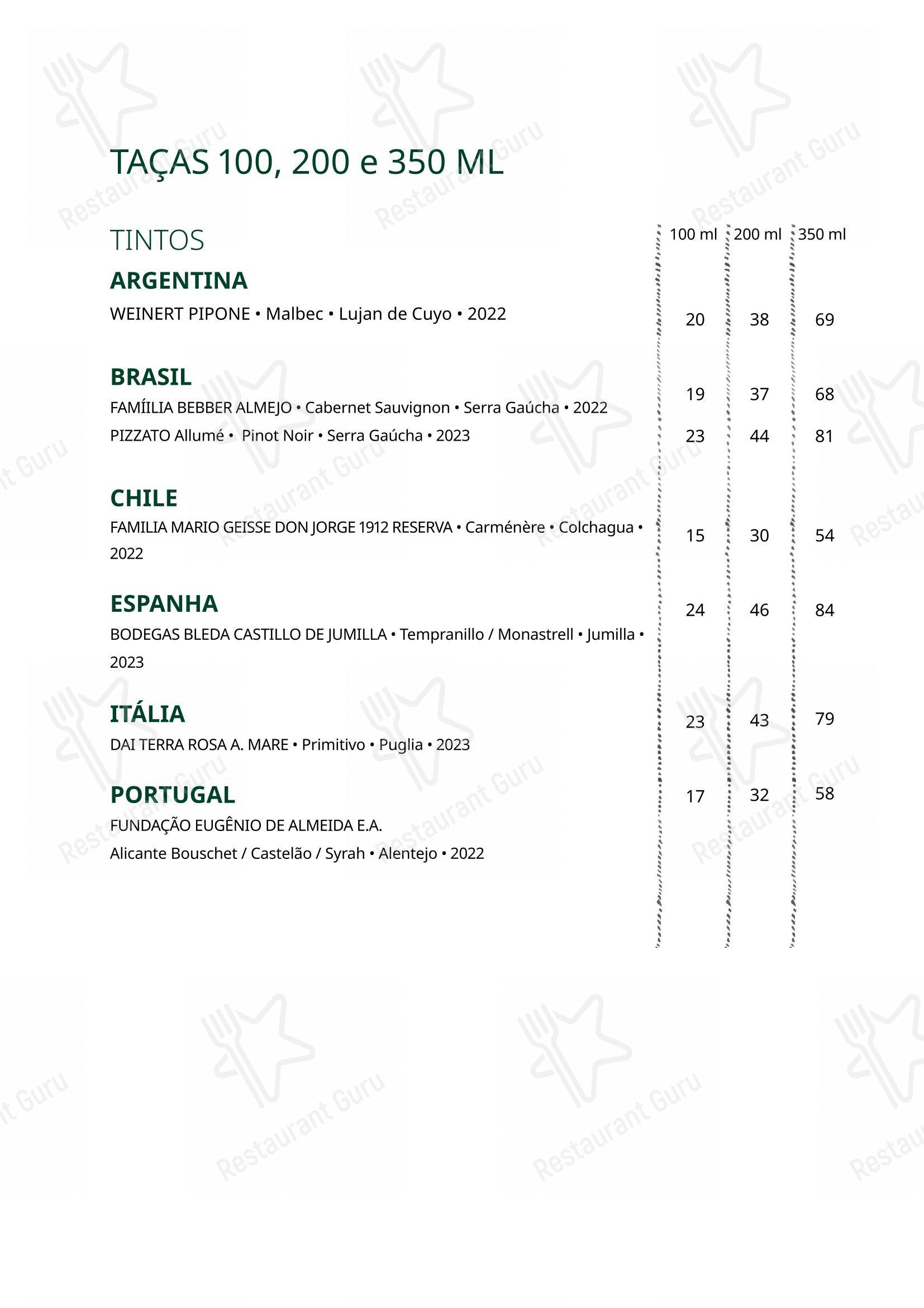 Ráscal Higienópolis em São Paulo - Wine Menu