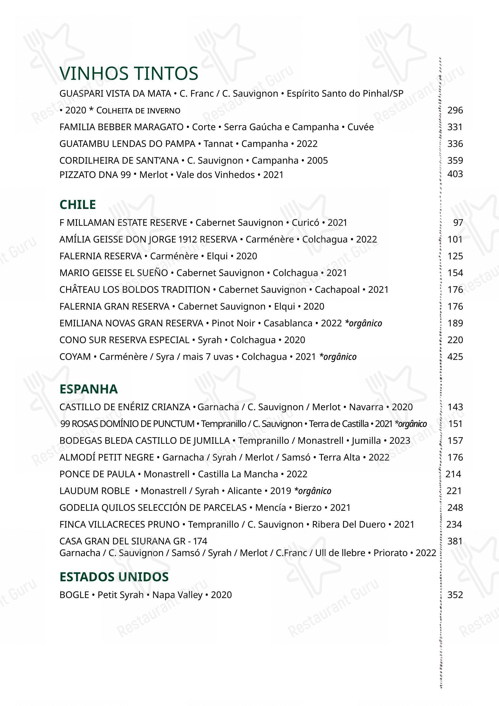Wine Menu para Ráscal Higienópolis em São Paulo