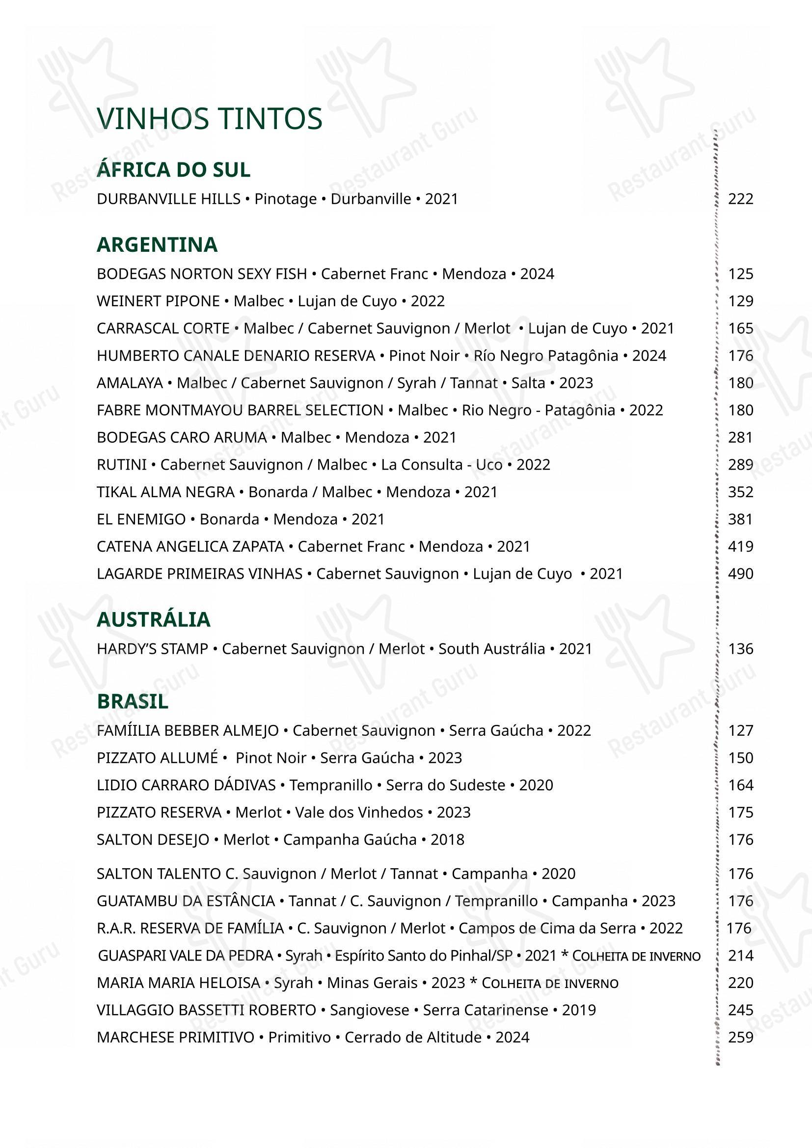 Ráscal Higienópolis em São Paulo - Wine Menu
