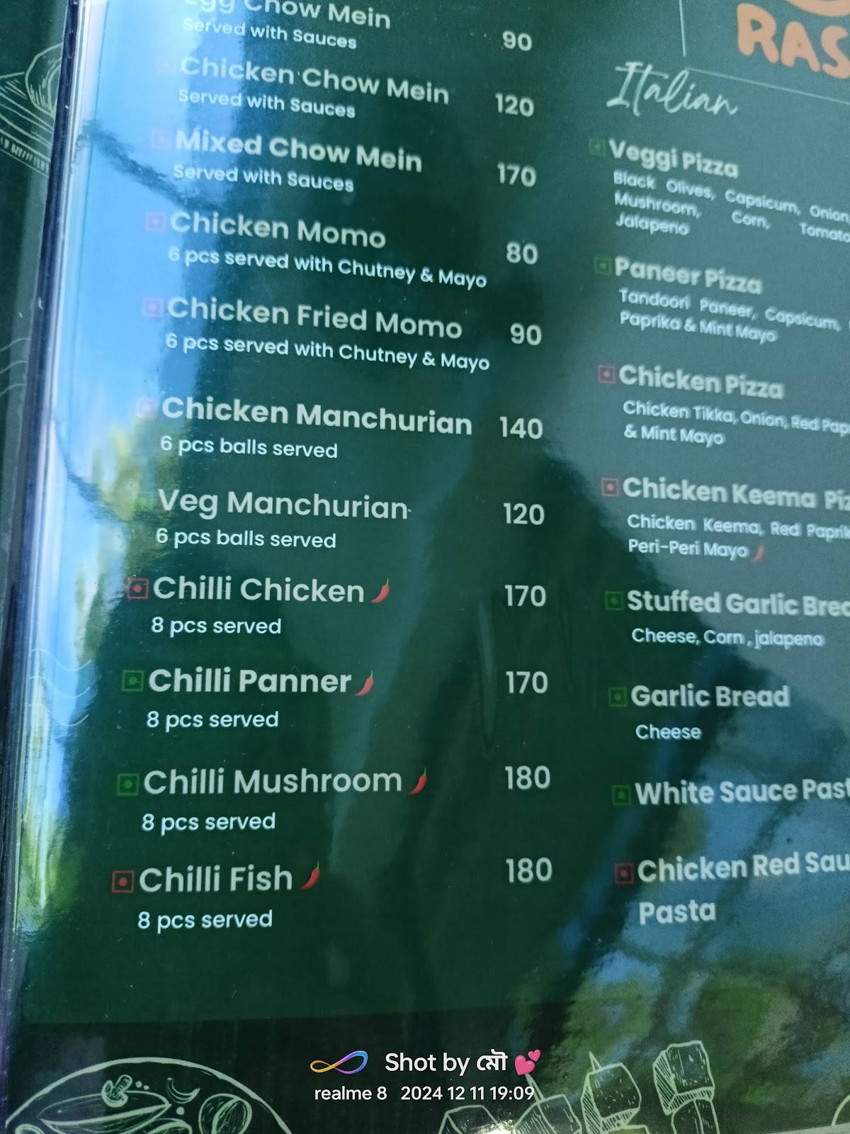 Rasoi Restro menu