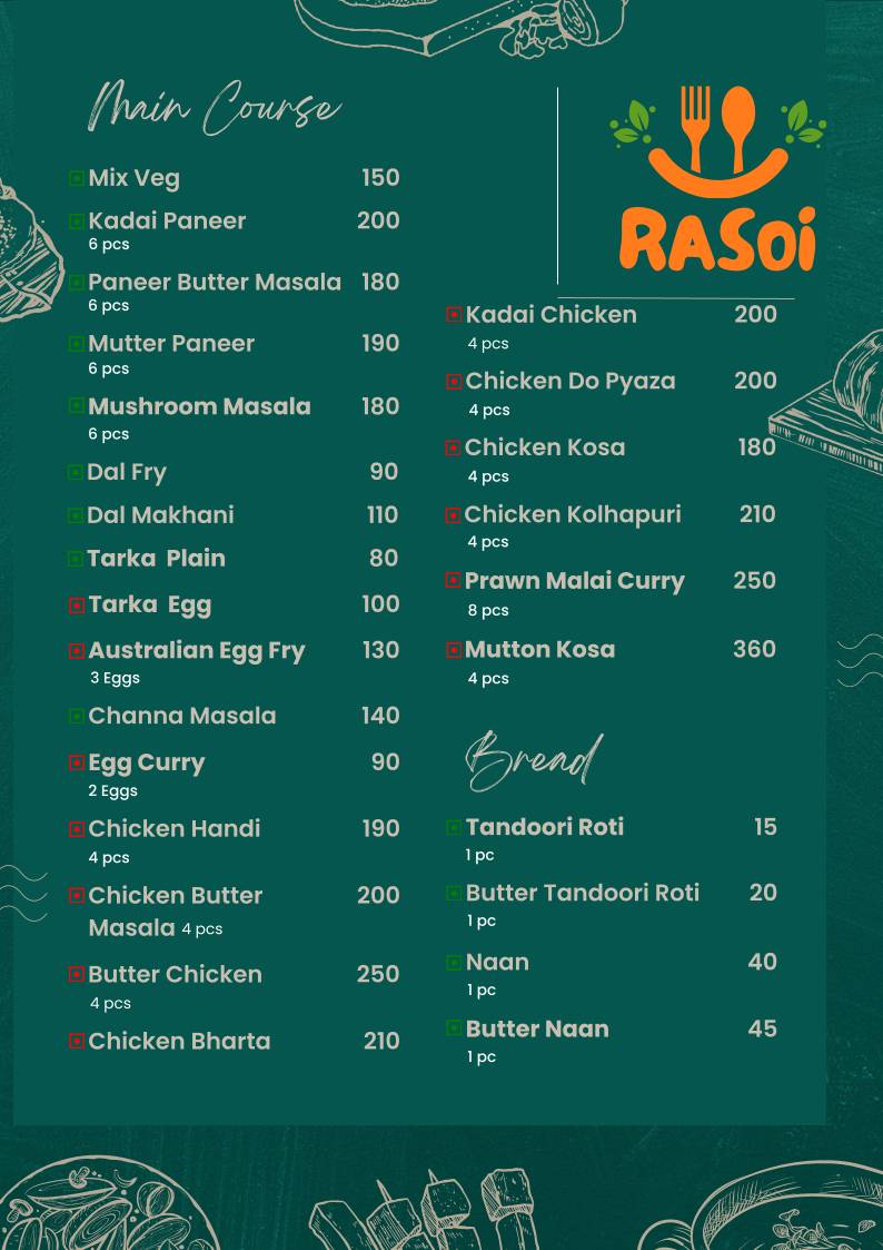 Rasoi Restro menu