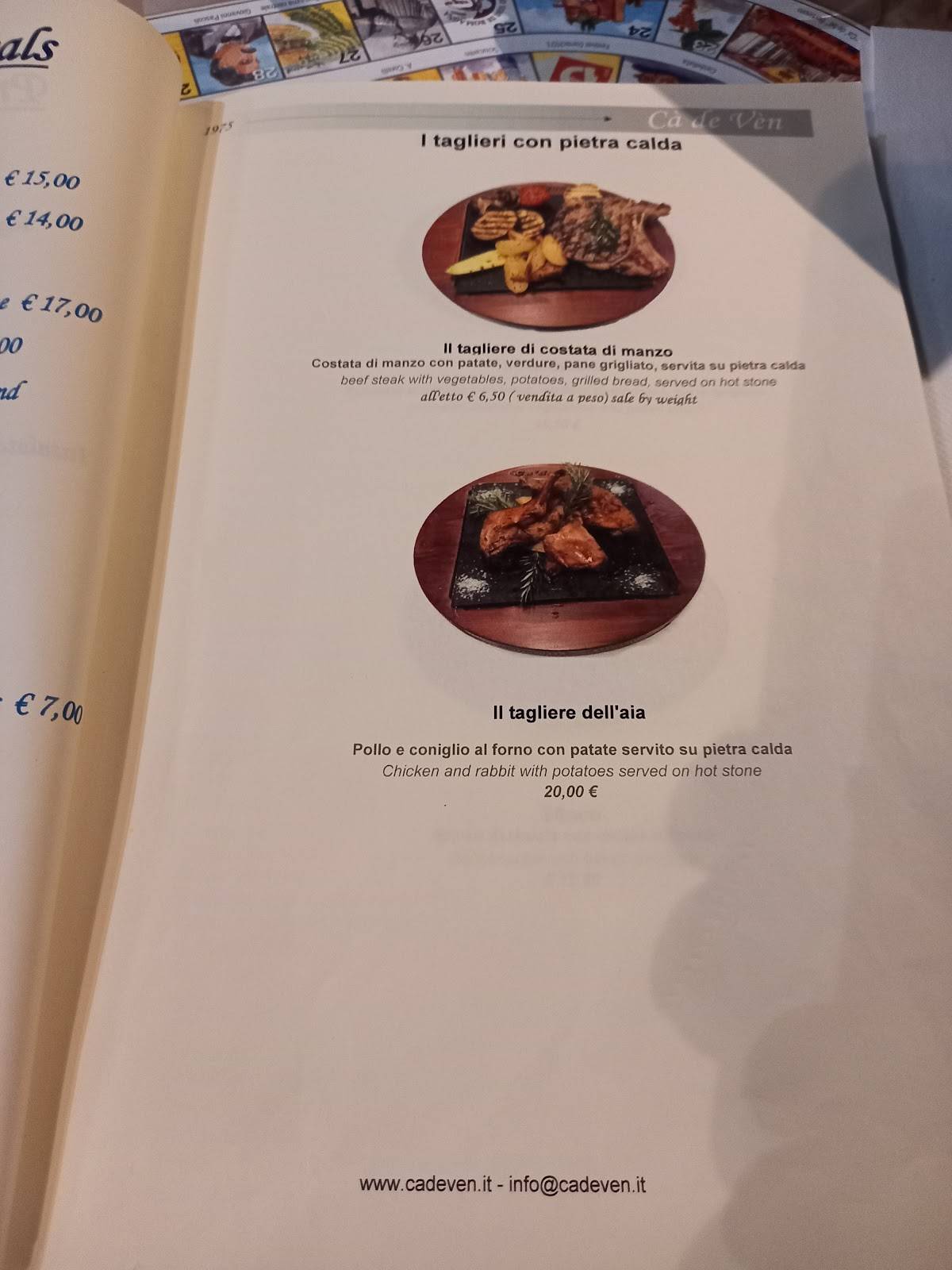 Menu di Ca' de Vèn 