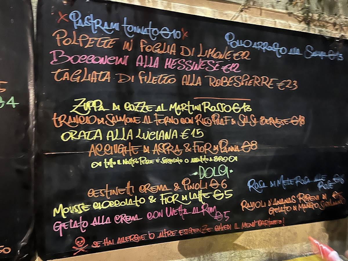 Menu di Razmataz Wine Bar Catania 