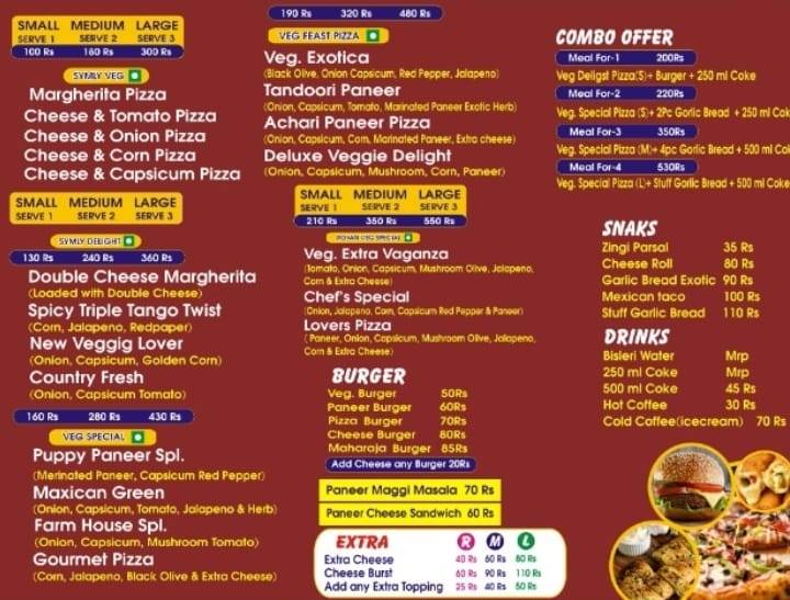 Real Pizza cafe menu