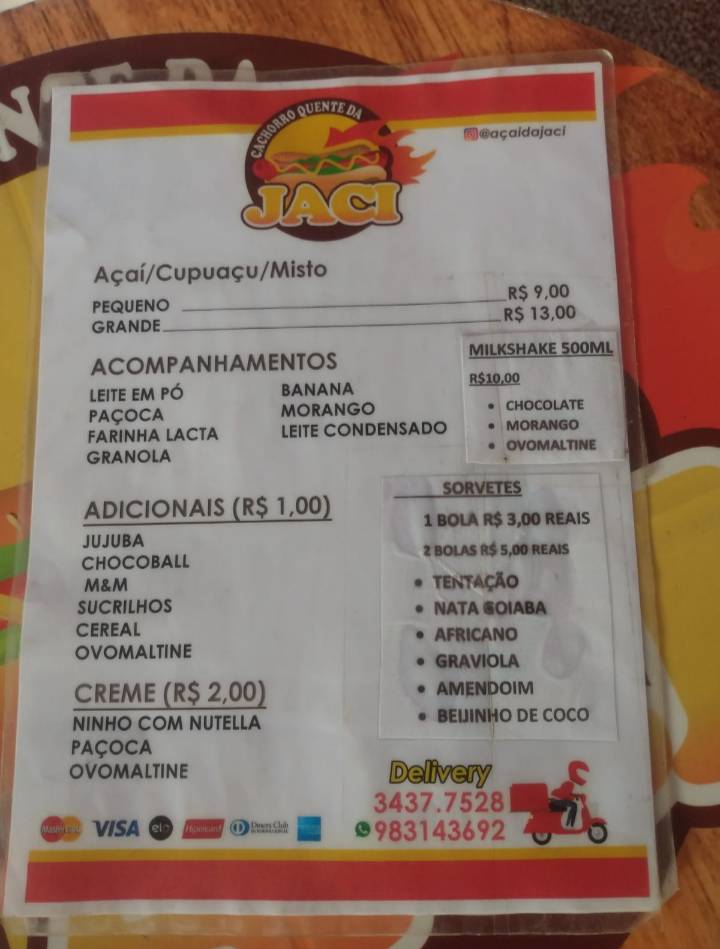 Recanto Do Açaí cardápio
