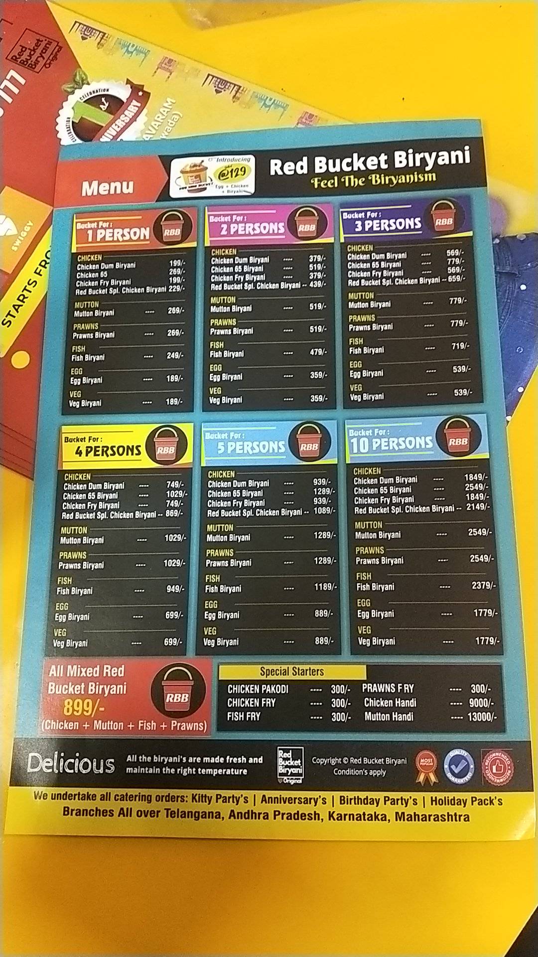 Red Bucket Biryani Machavaram menu