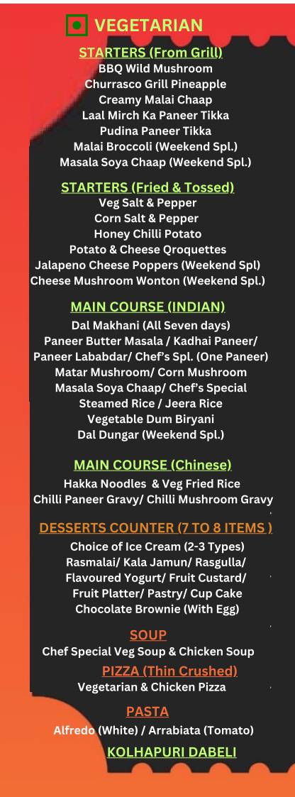 Red Coal 248121 - Haridwar Bypass Best Barbeque Buffet in Dehradun Buffet, Bar and Restaurant menu
