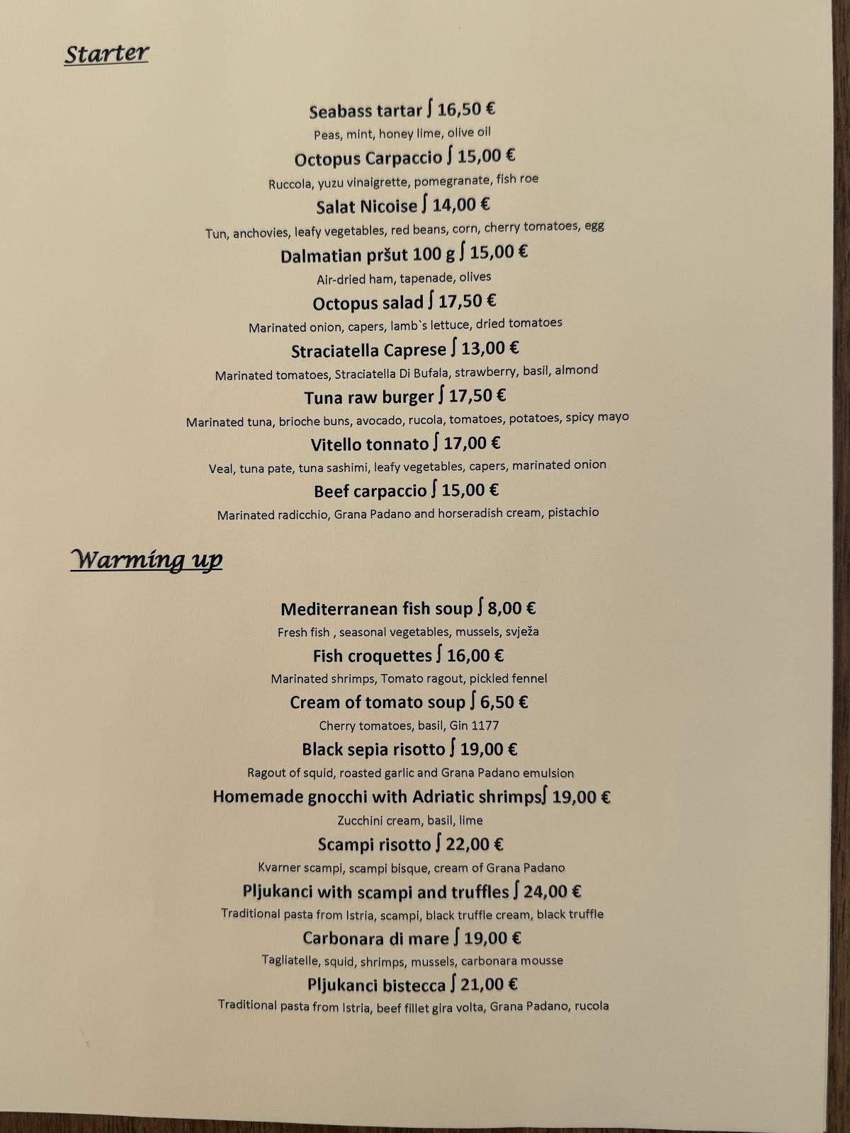 Menu di Residence & Restaurant Astoria 