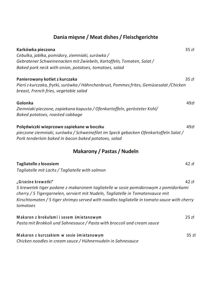 Menu at Restauracja Barka, Kolobrzeg