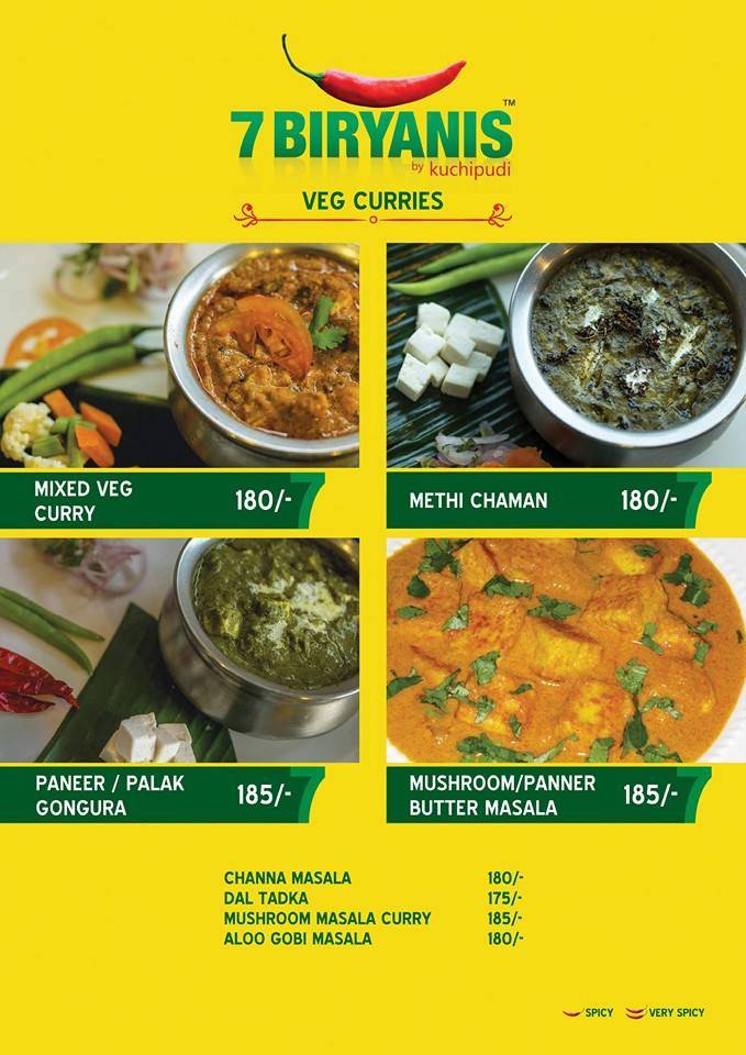 7Biryanis menu