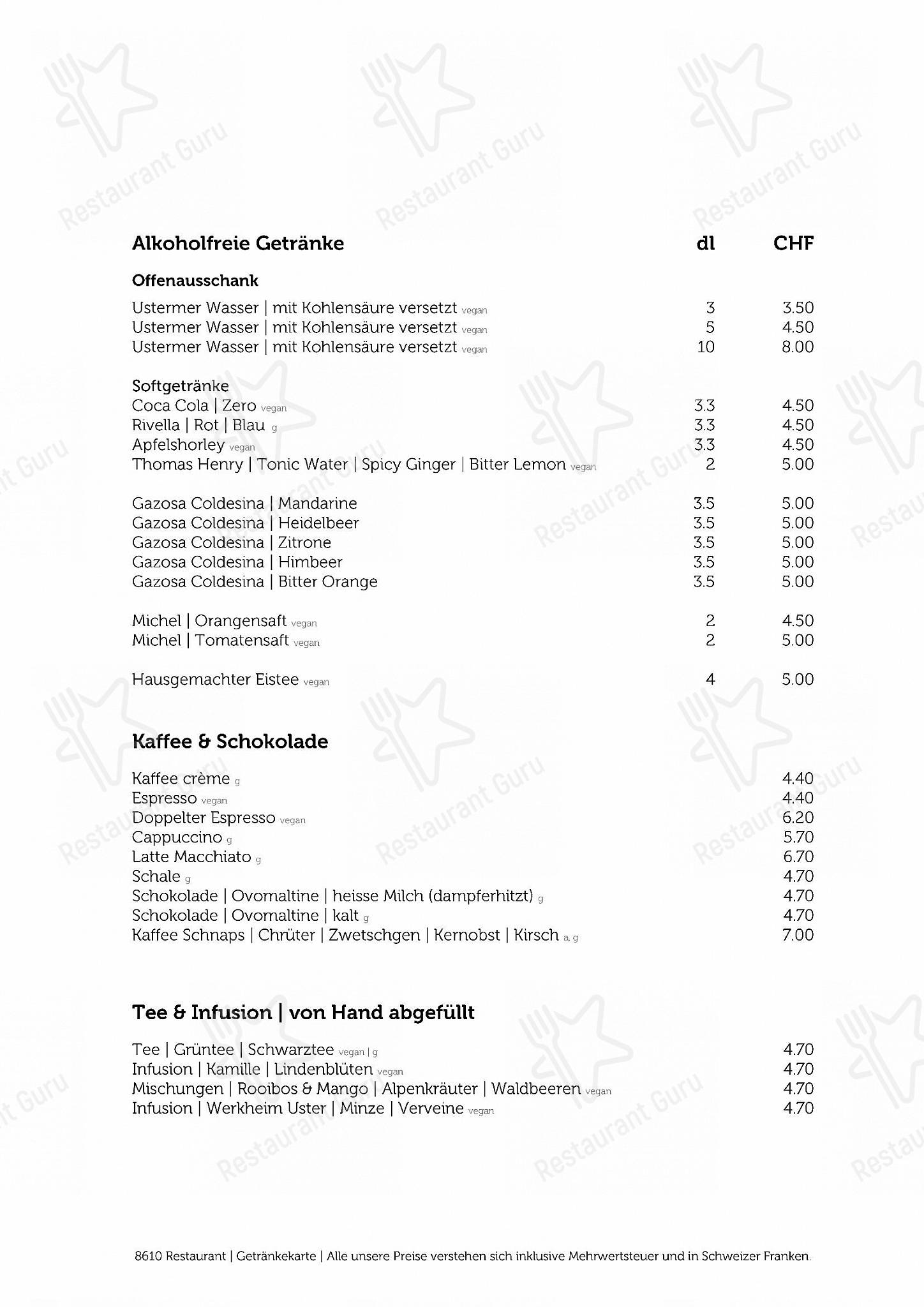 Крафт меню per 8610 Restaurant ristorante