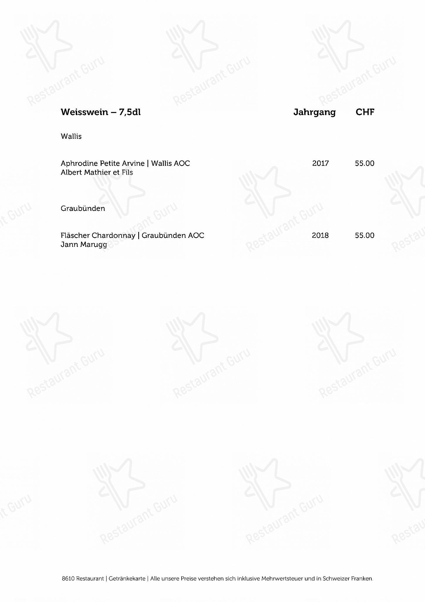 Крафт меню per 8610 Restaurant in Uster