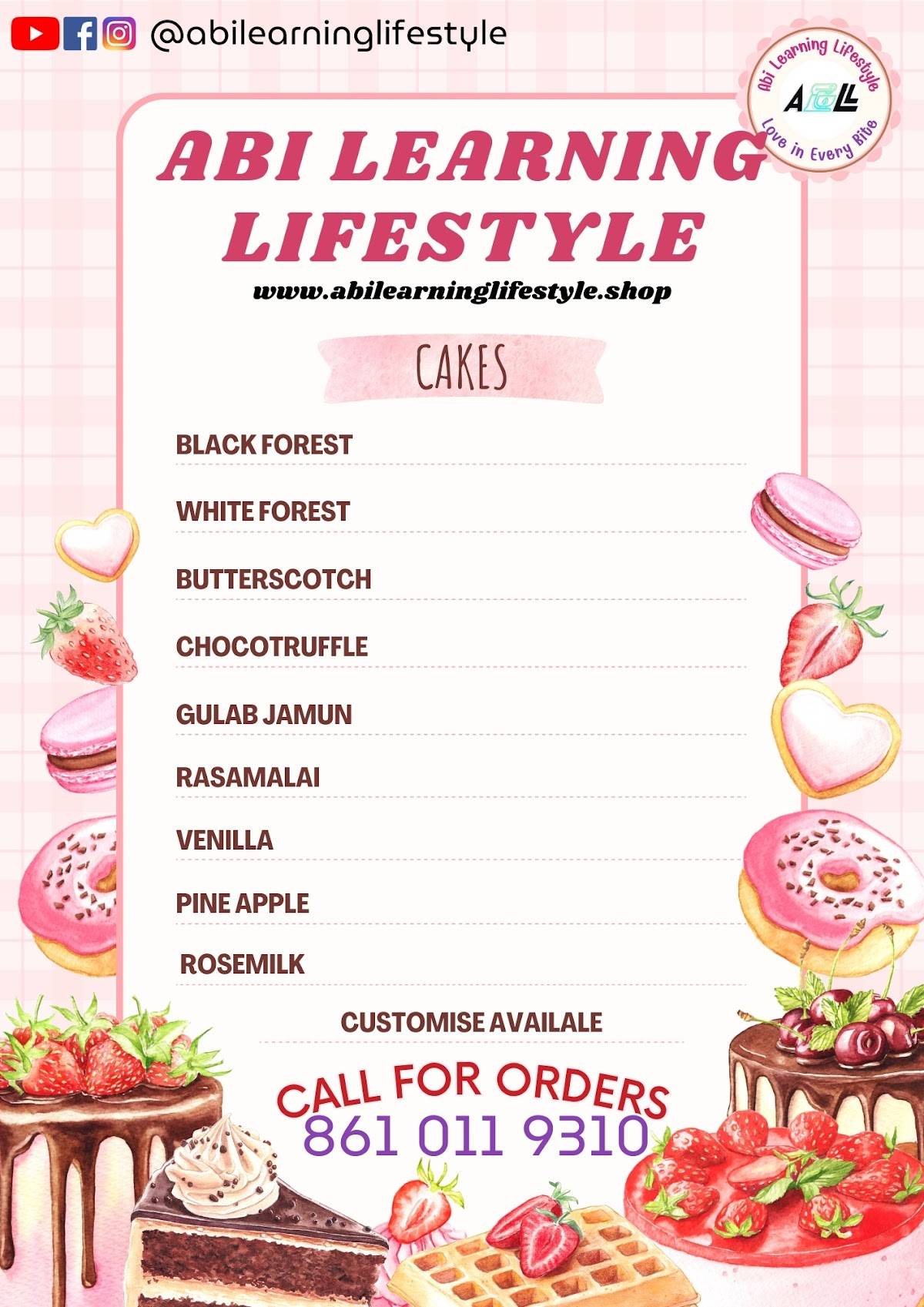 Abi Learning Lifestyle (Home Baker) menu