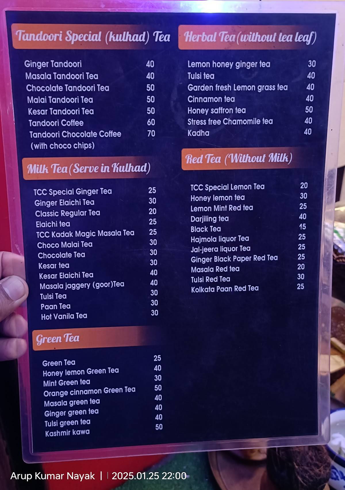 Adda Cafe menu