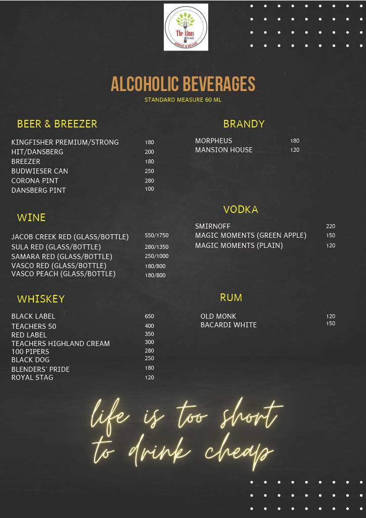 Alnus Bistro menu
