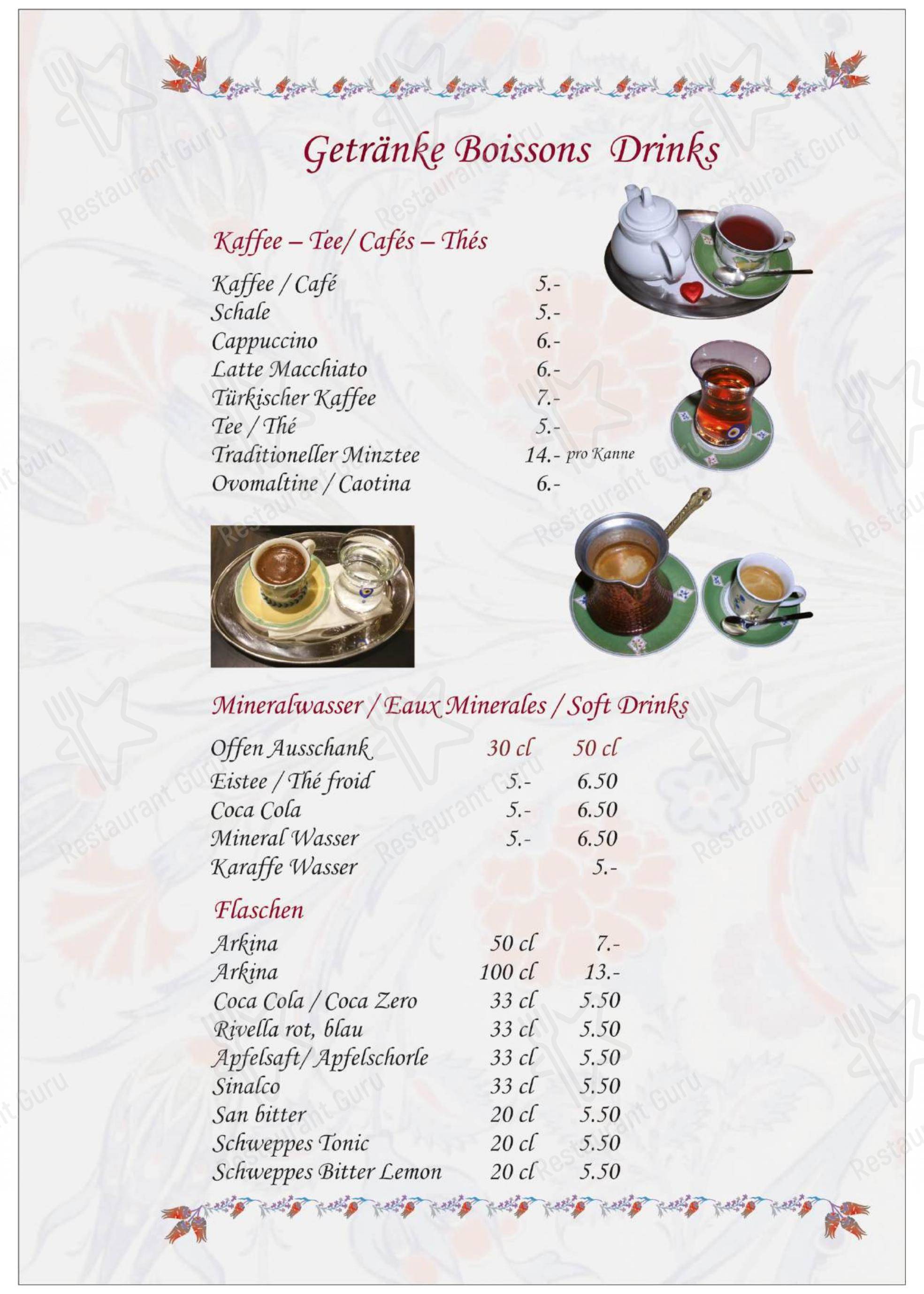 Restaurant Anatolia GmbH in Murten - Menu