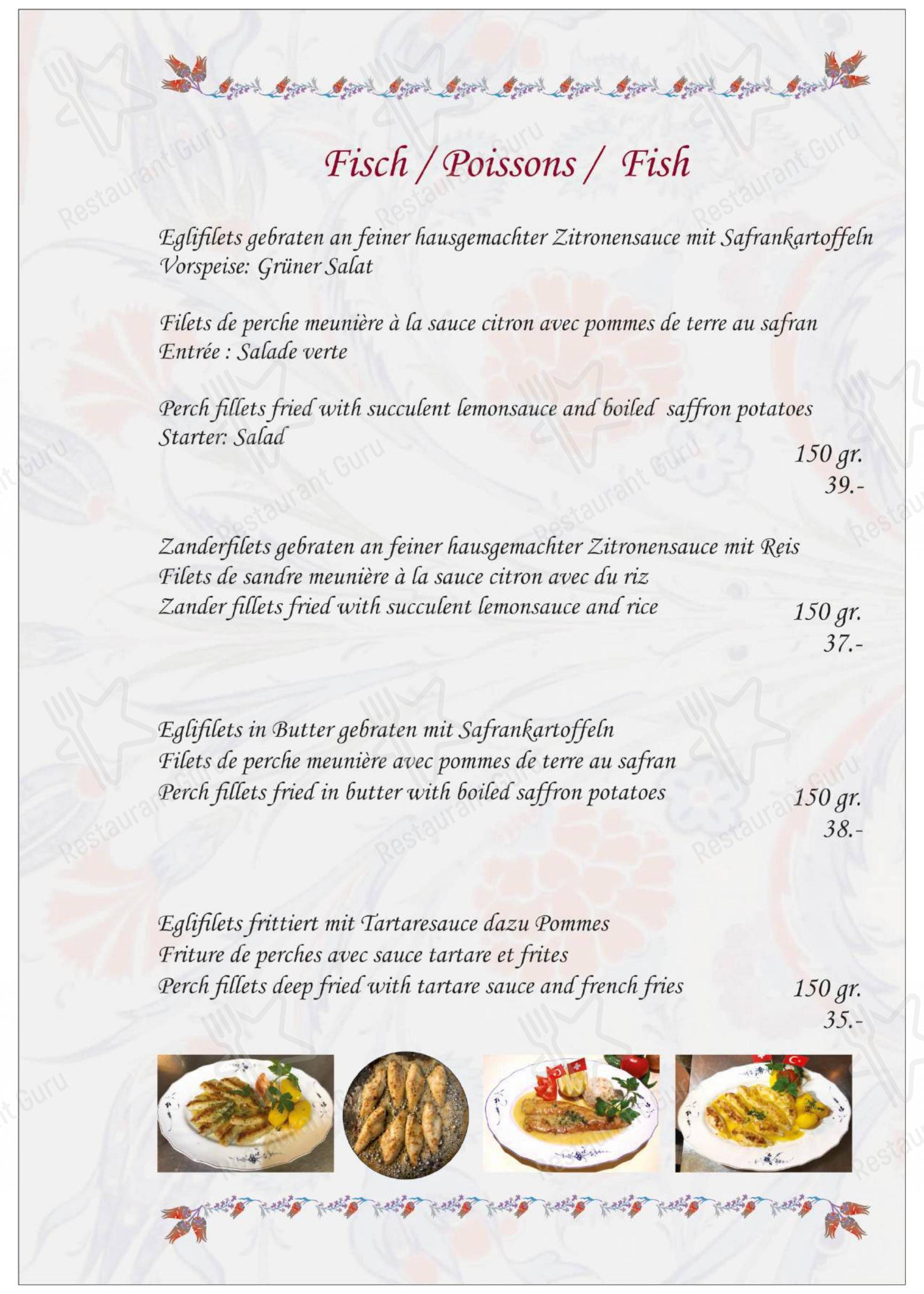 Menu per Restaurant Anatolia GmbH in Murten