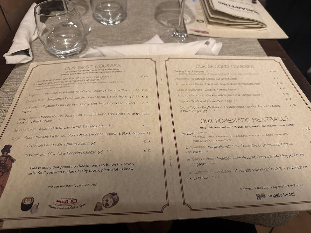 Menu di Antica Osteria Rugantino 