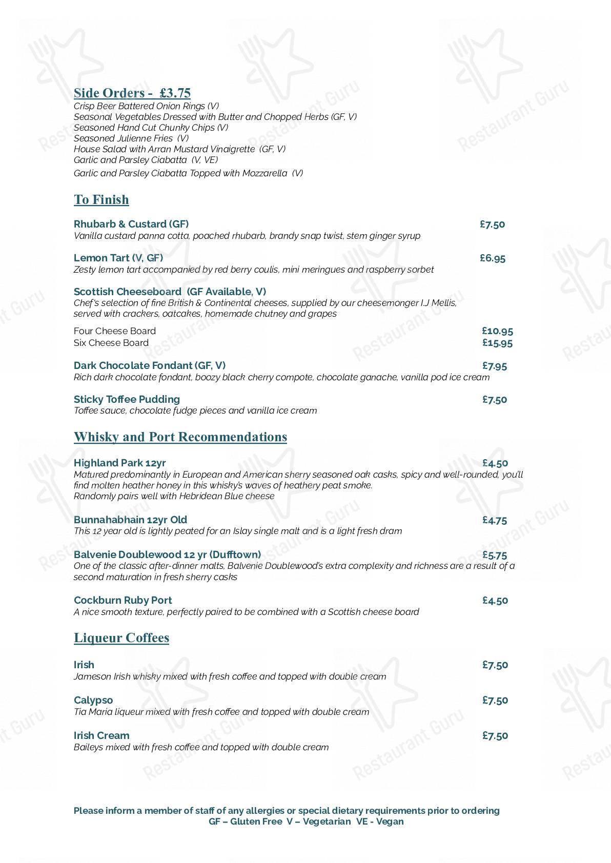 Menu at Aurora Hotel & Italian Restaurant, Nairn