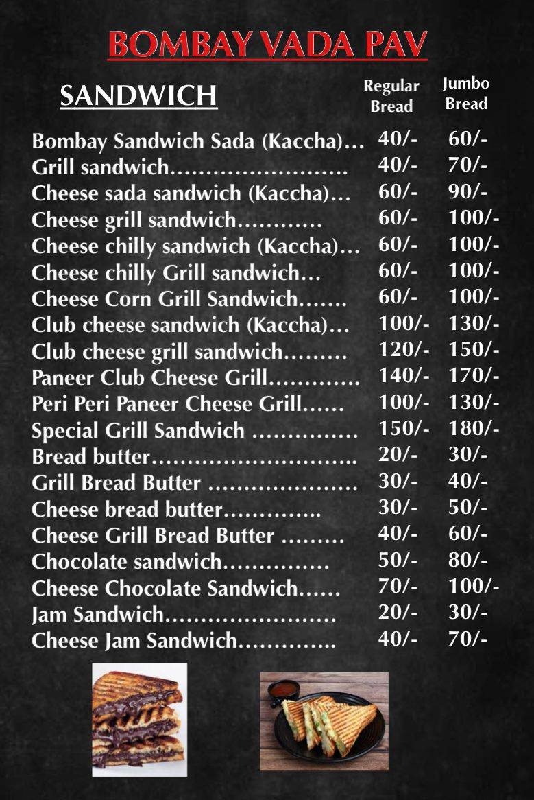BOMBAY VADA PAV menu