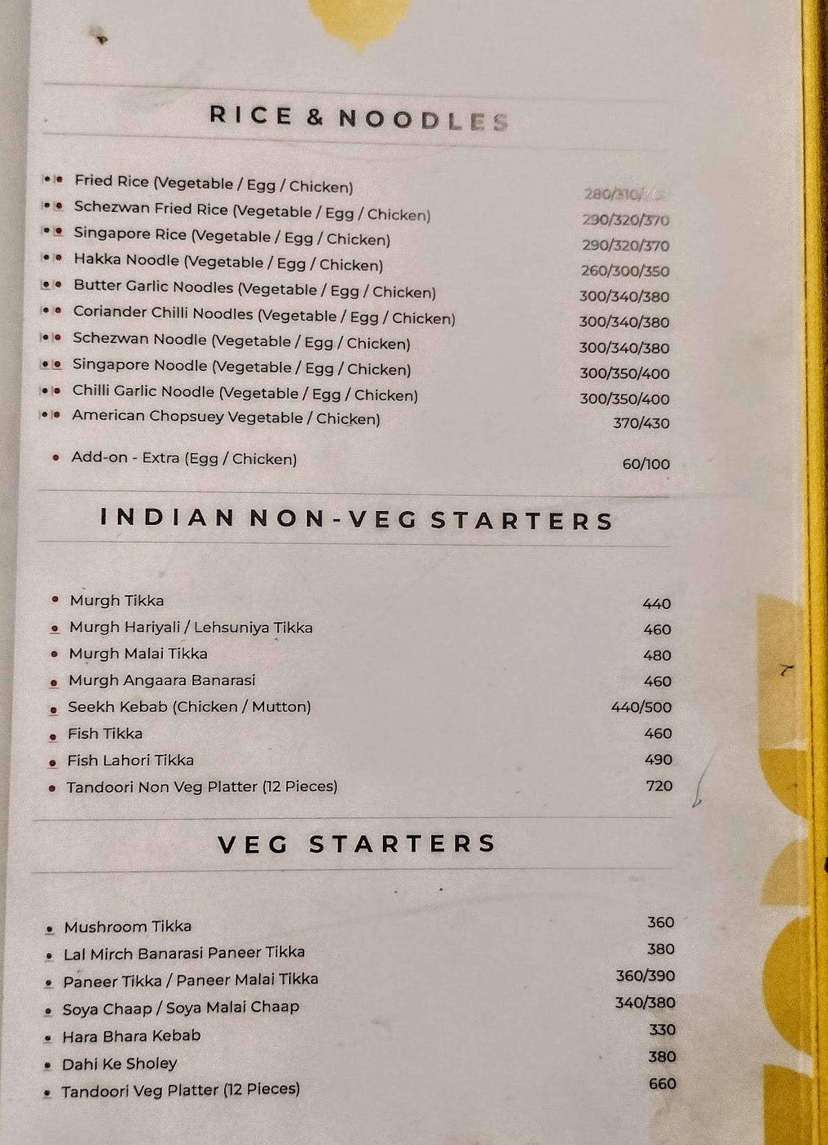 Behind Yellow Doors Diner menu