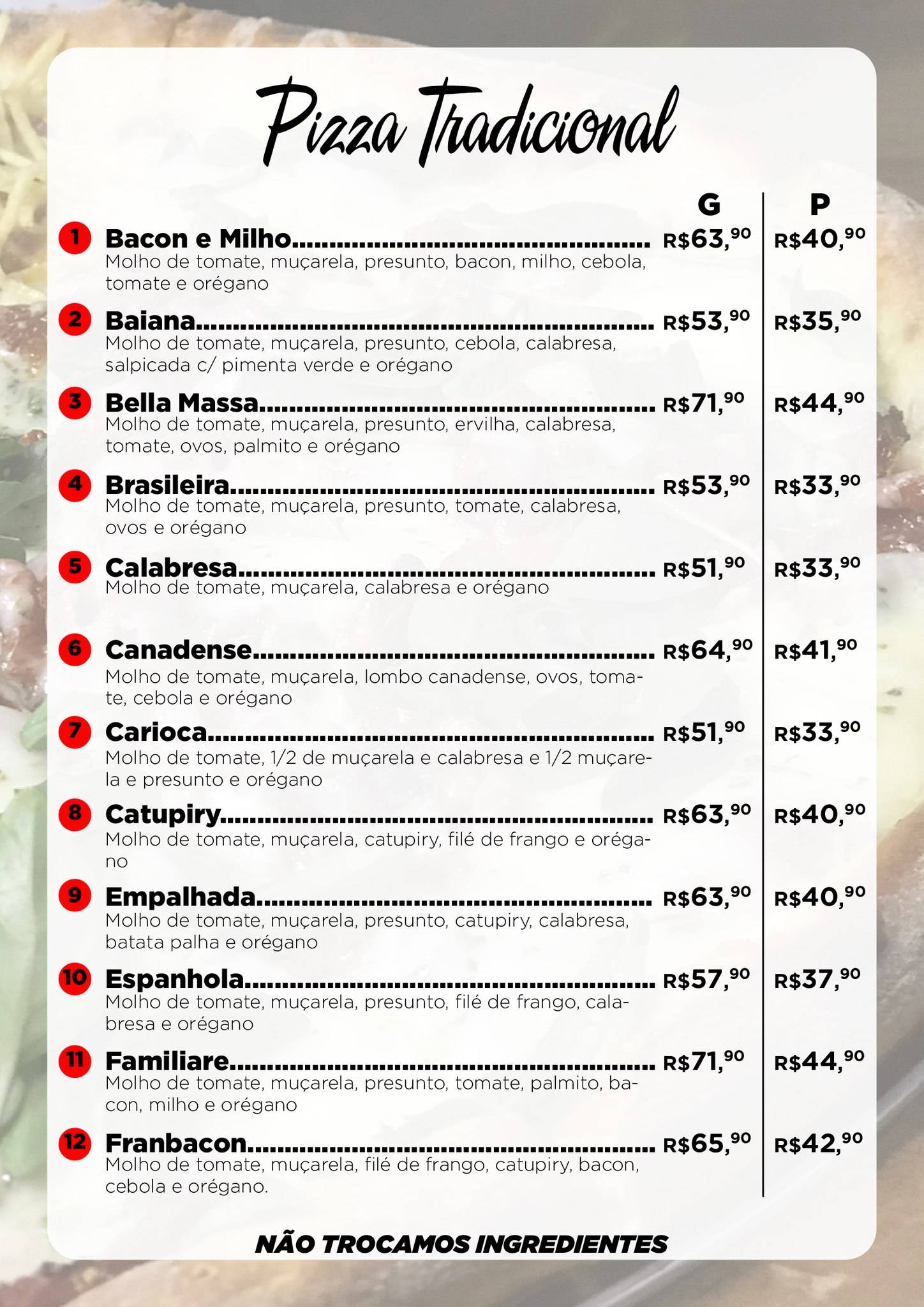 Bella Massa Pizzaria cardápio