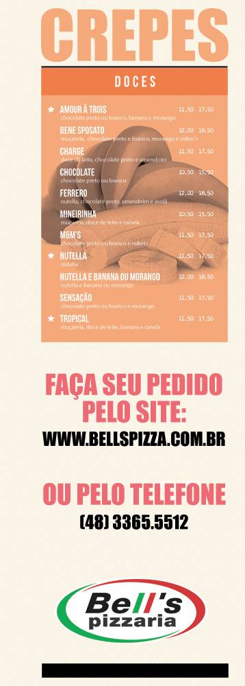Bell’s Pizzaria cardápio