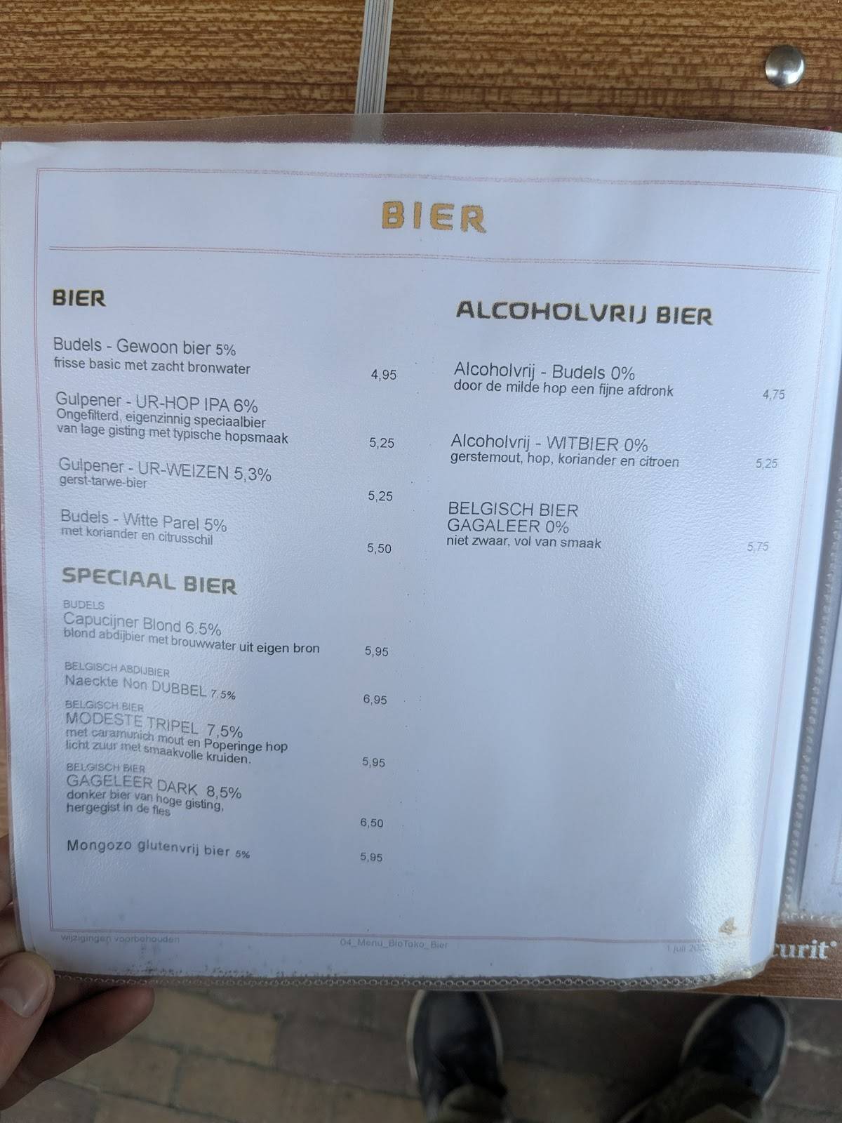 Menu de BioToko - Biologisch-Indonesisch Restaurant