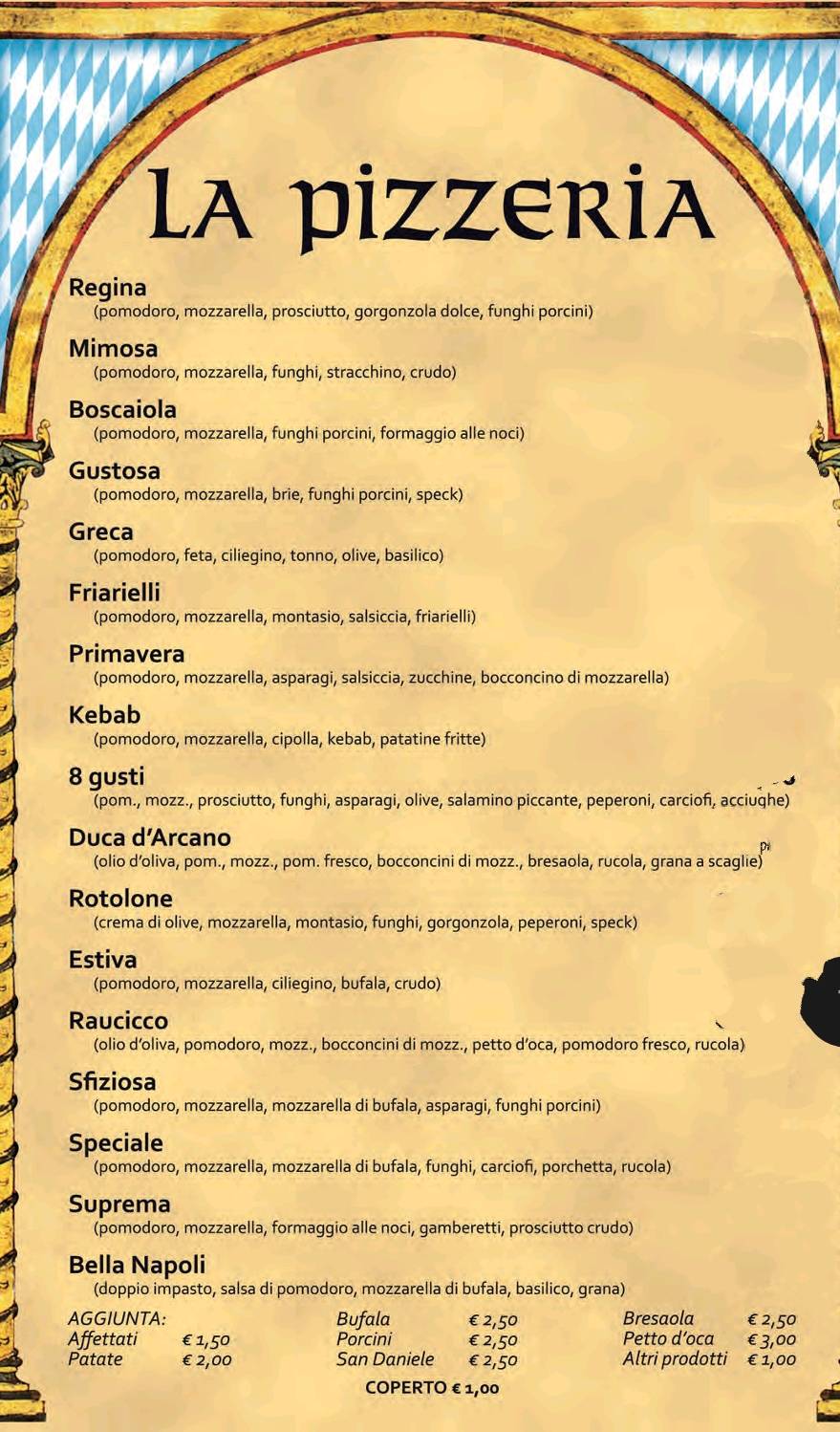Menu di Birreria Pizzeria Duca D'Arcano 