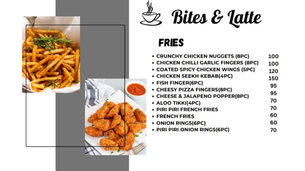 Bites and Latte menu