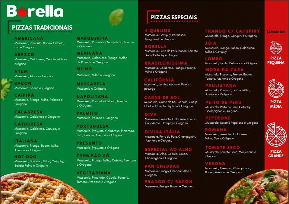 Borella Pizzaria cardápio