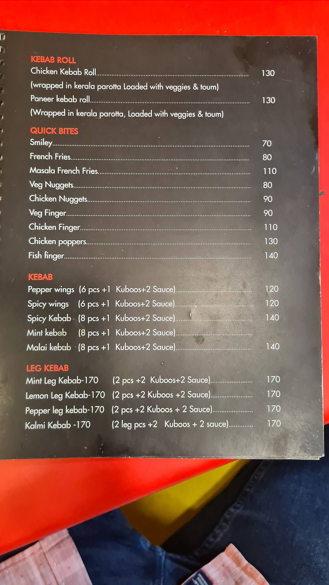Bread Korner menu