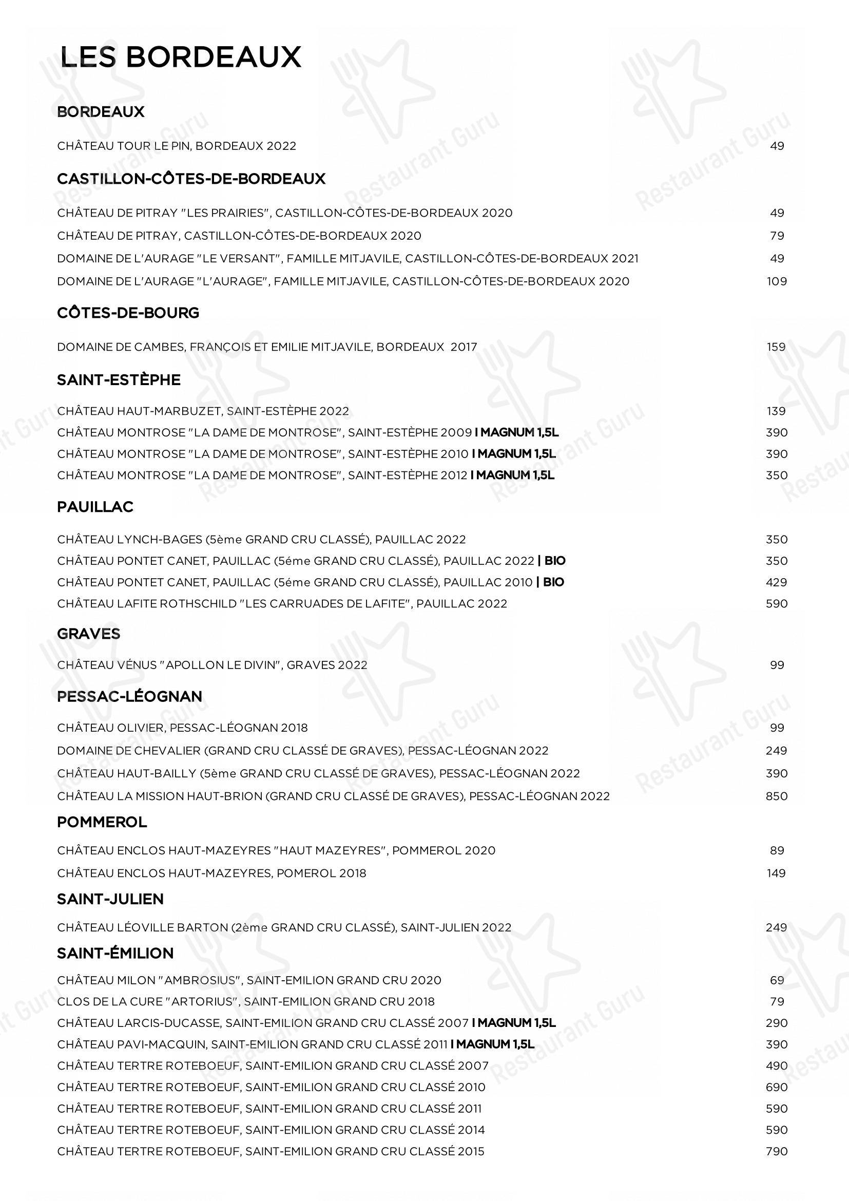 Основное меню pour Restaurant Brigitte dans Paris