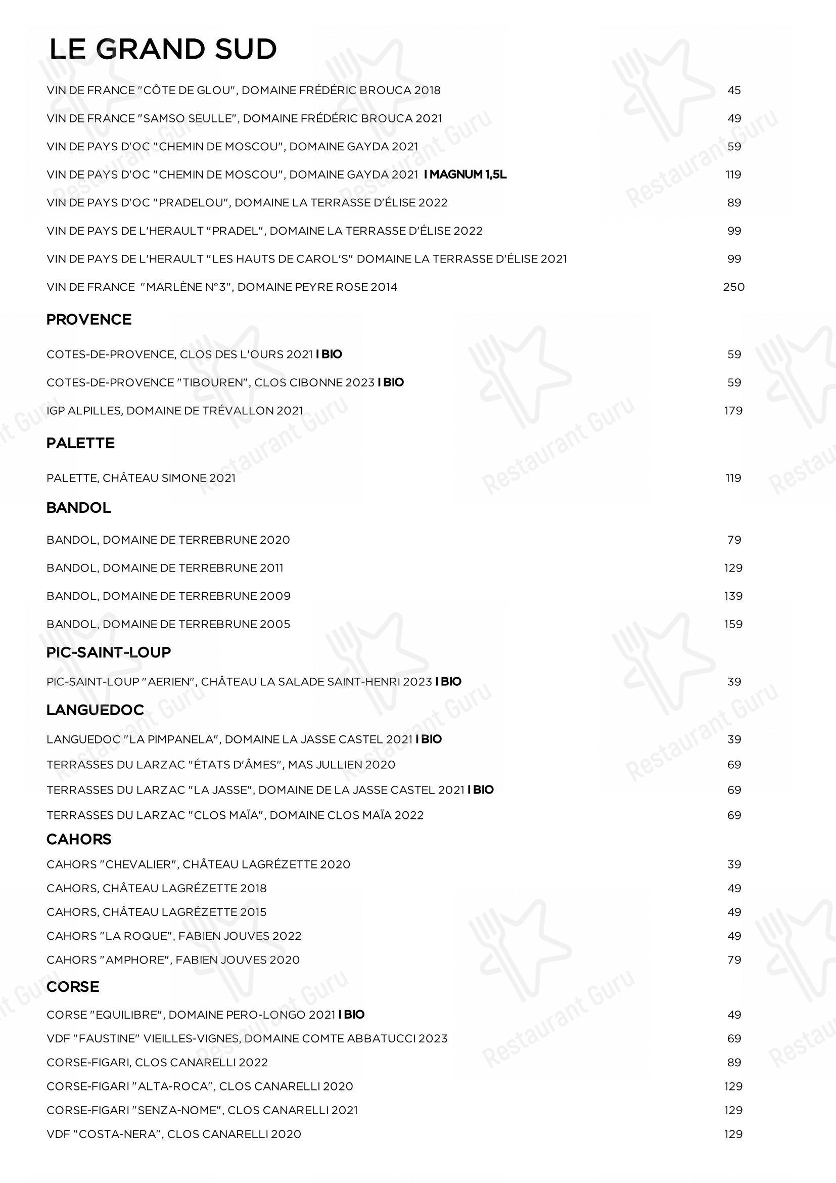 Коктейльная карта pour Restaurant Brigitte dans Paris