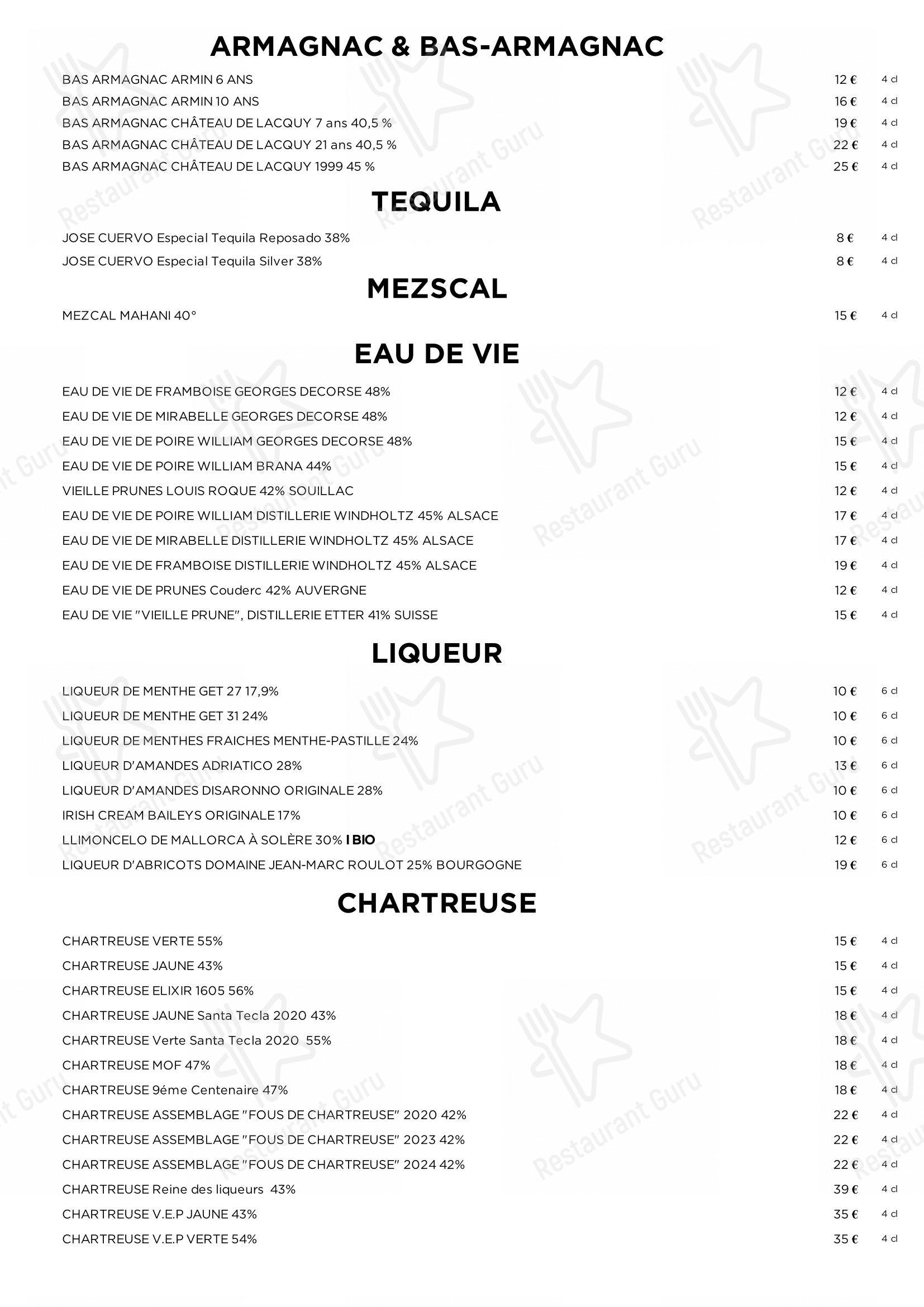 Restaurant Brigitte dans Paris - Основное меню