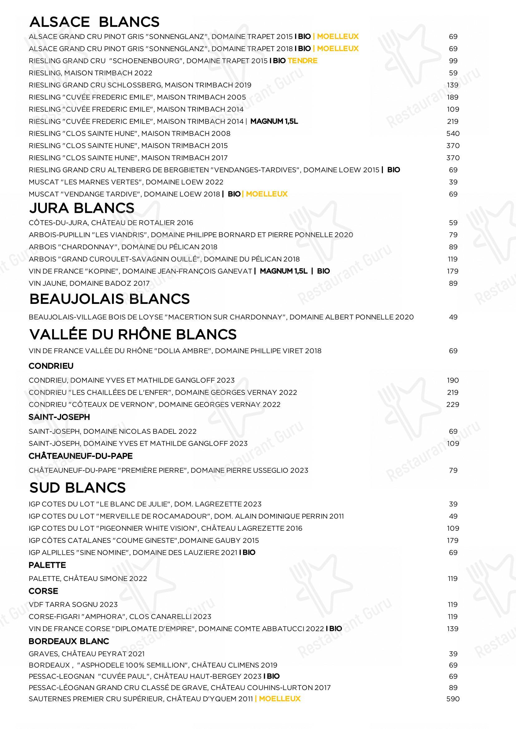 Коктейльная карта pour Restaurant Brigitte dans Paris