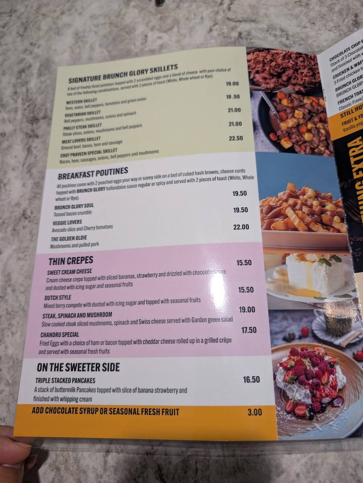Menu de Brunch Glory & Calypso’s Greek Taverna