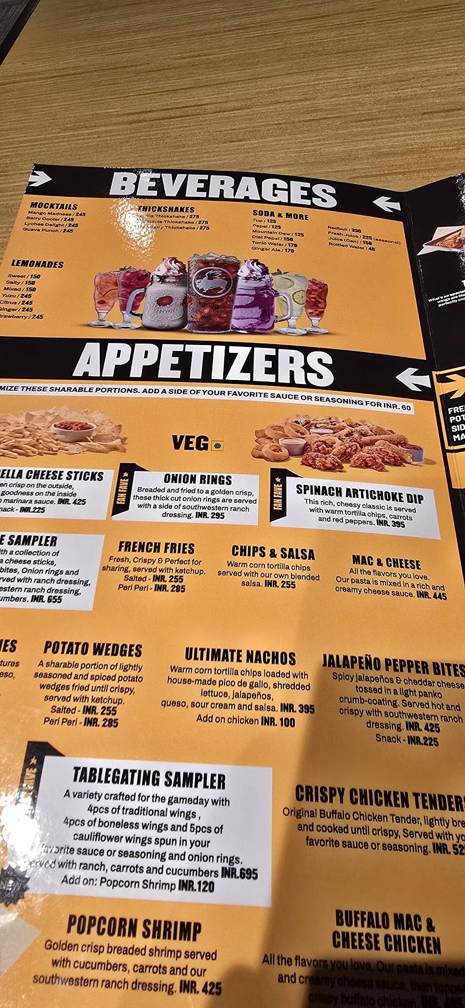 Buffalo Wild Wings (BDUBS GACHIBOWLI) menu
